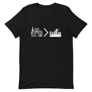Cabins > Cities Short-Sleeve Unisex T-Shirt | Black